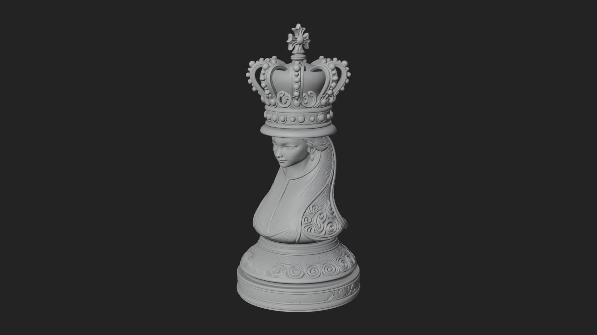 Ornate Chess Piece Statue Design 156 3D Print Model 3D Model