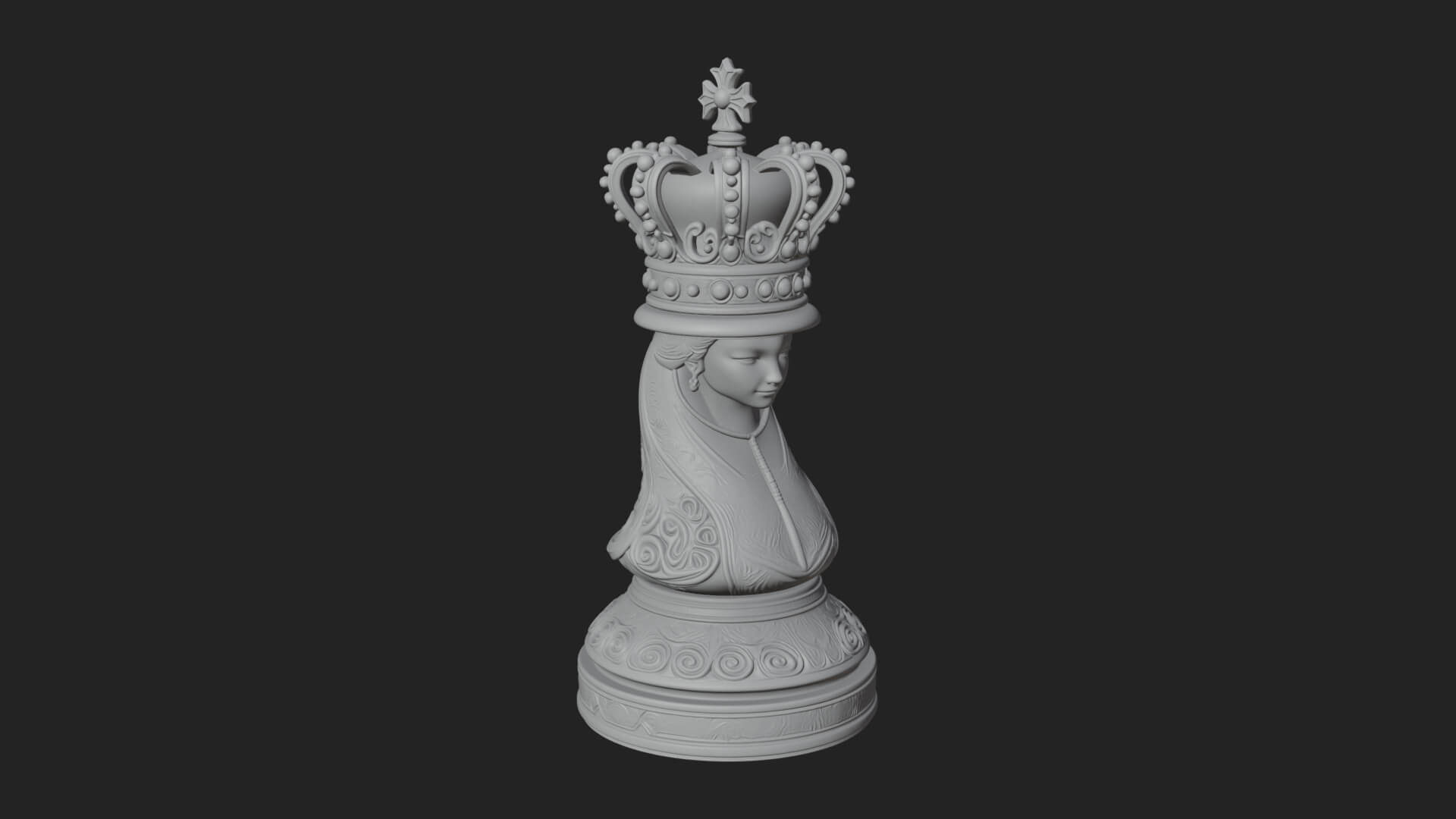 Ornate Chess Piece Statue Design 156 3D Print Model 3D Model