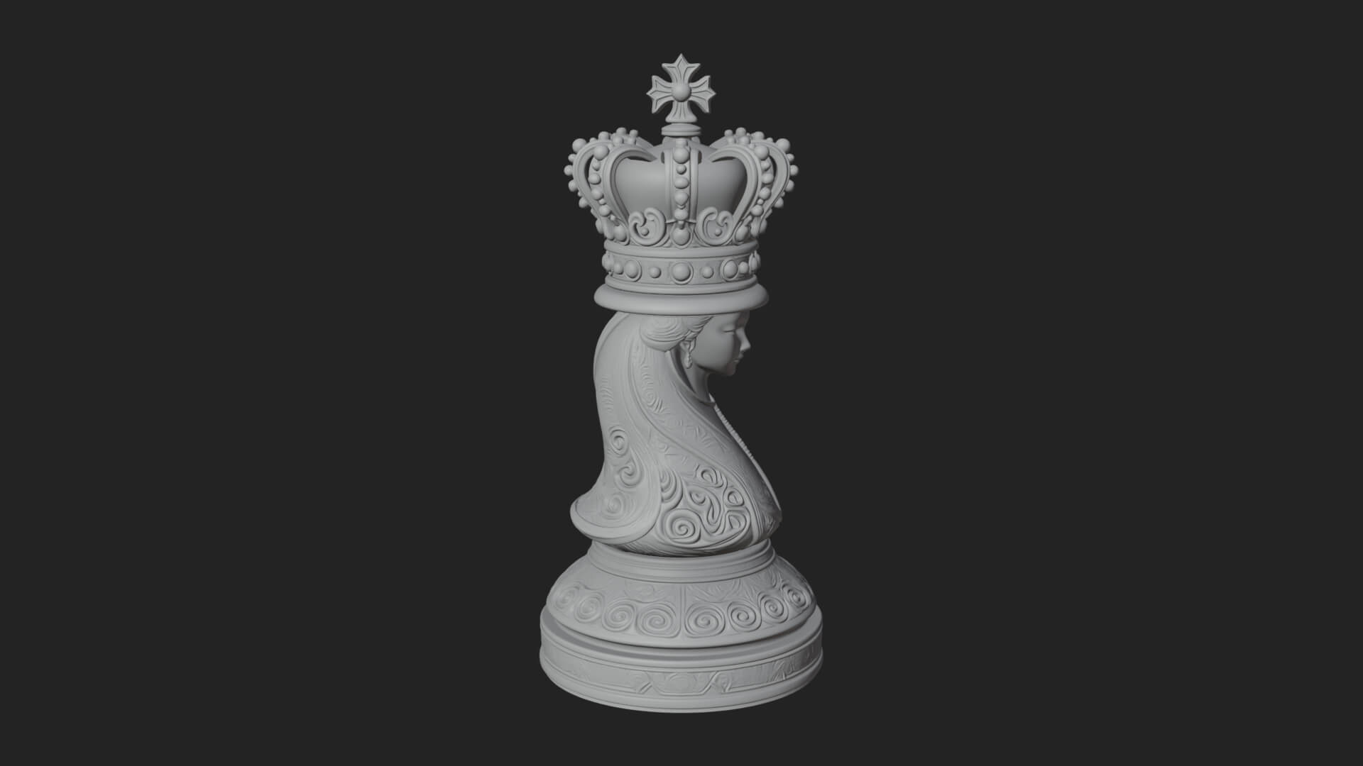 Ornate Chess Piece Statue Design 156 3D Print Model 3D Model