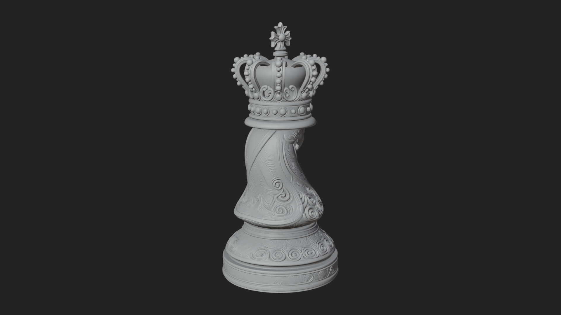 Ornate Chess Piece Statue Design 156 3D Print Model 3D Model