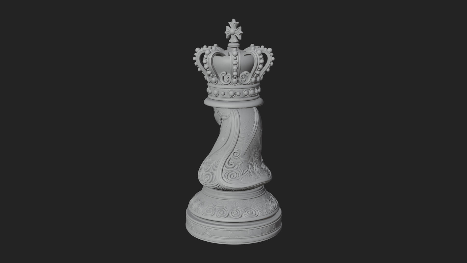 Ornate Chess Piece Statue Design 156 3D Print Model 3D Model