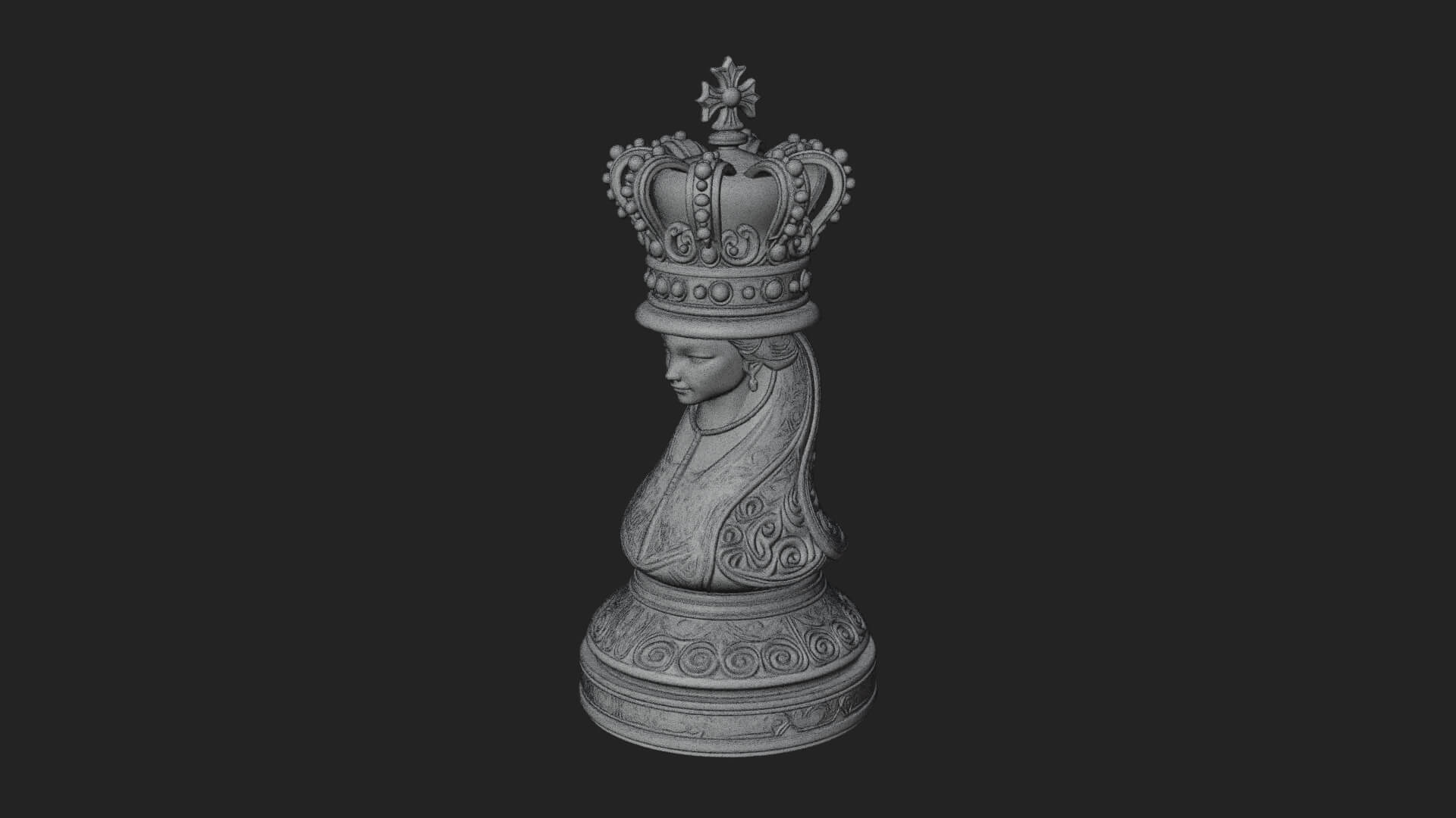 Ornate Chess Piece Statue Design 156 3D Print Model 3D Model