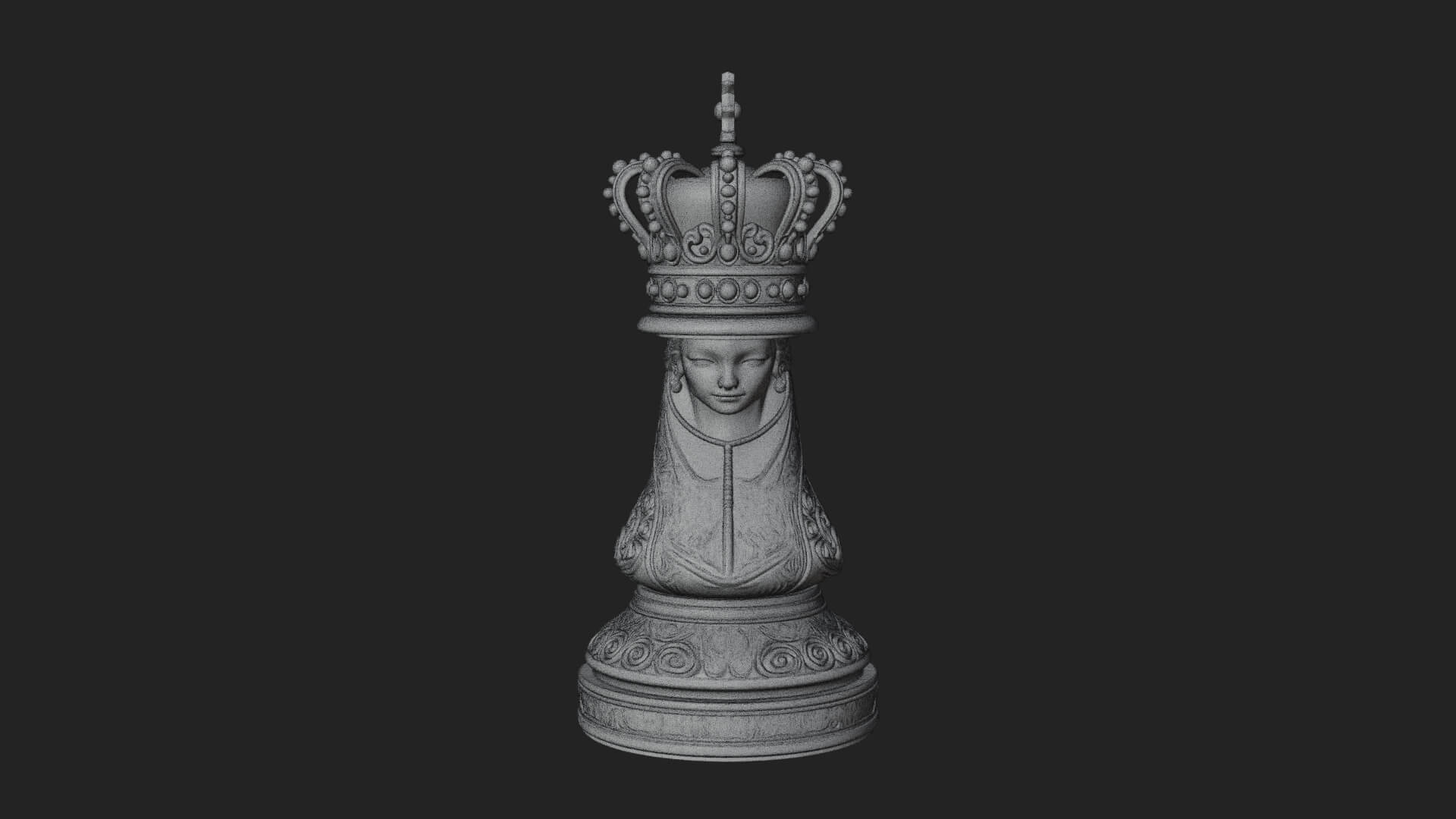 Ornate Chess Piece Statue Design 156 3D Print Model 3D Model