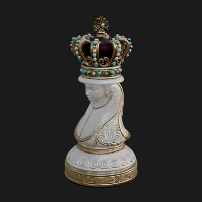 Ornate Chess Piece Statue Design 156 3D Print Model