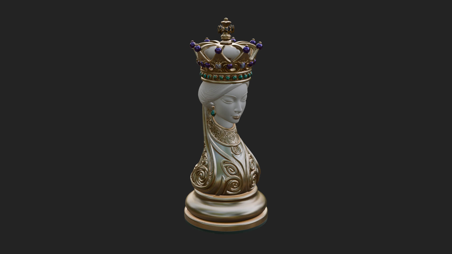 Ornate Chess Piece Statue Design 158 3D Print Model 3D Model
