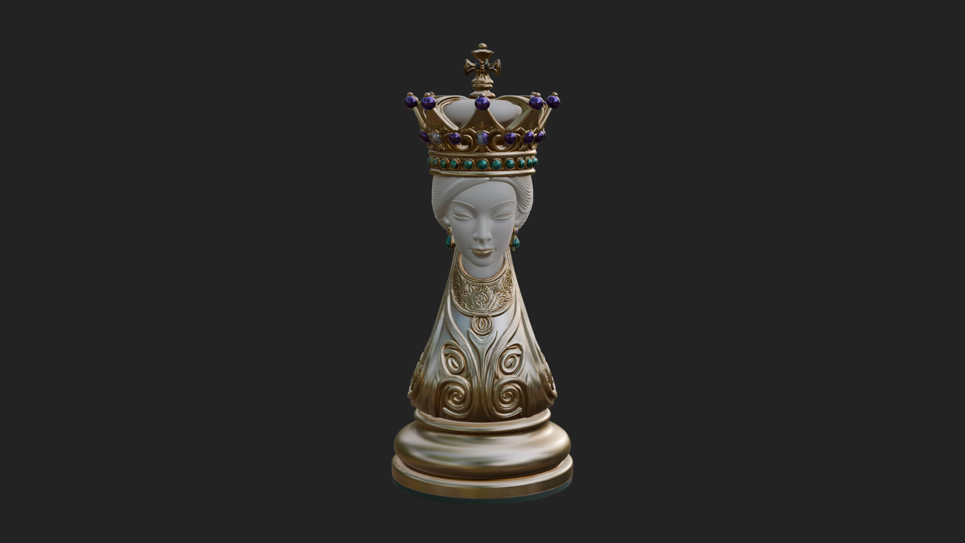 Ornate Chess Piece Statue Design 158 3D Print Model 3D Model