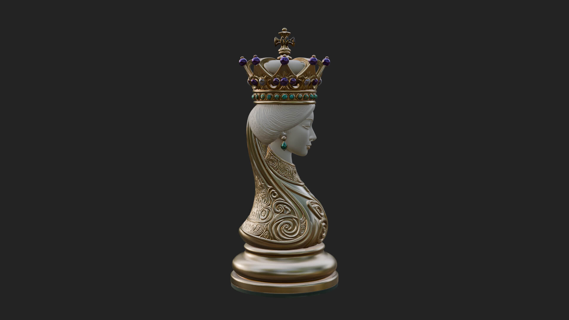 Ornate Chess Piece Statue Design 158 3D Print Model 3D Model