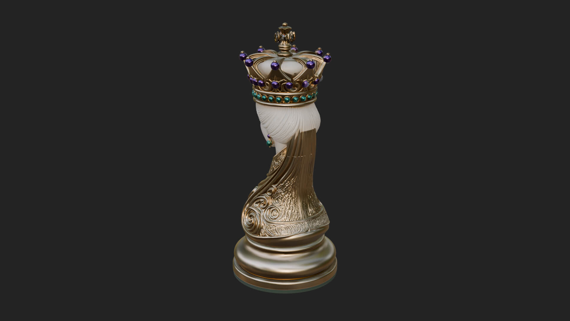 Ornate Chess Piece Statue Design 158 3D Print Model 3D Model