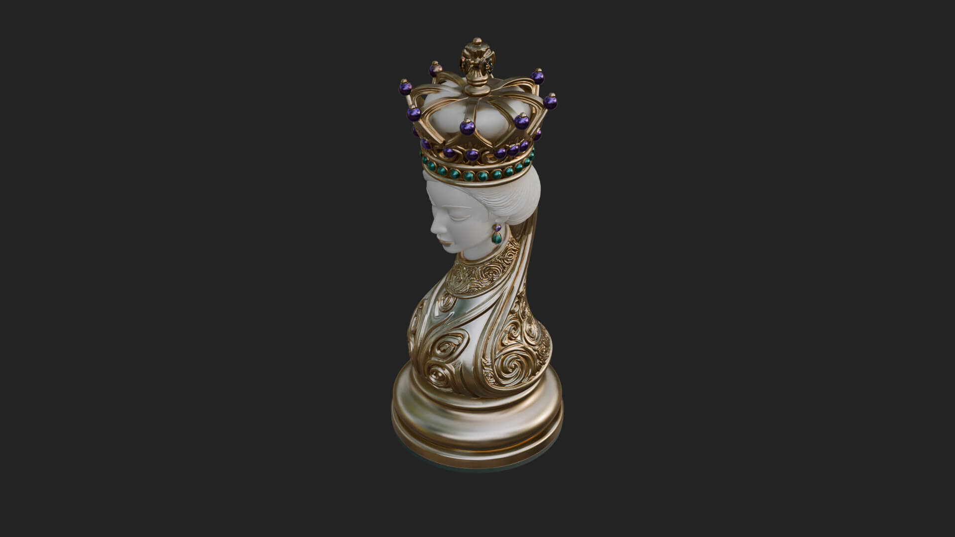 Ornate Chess Piece Statue Design 158 3D Print Model 3D Model