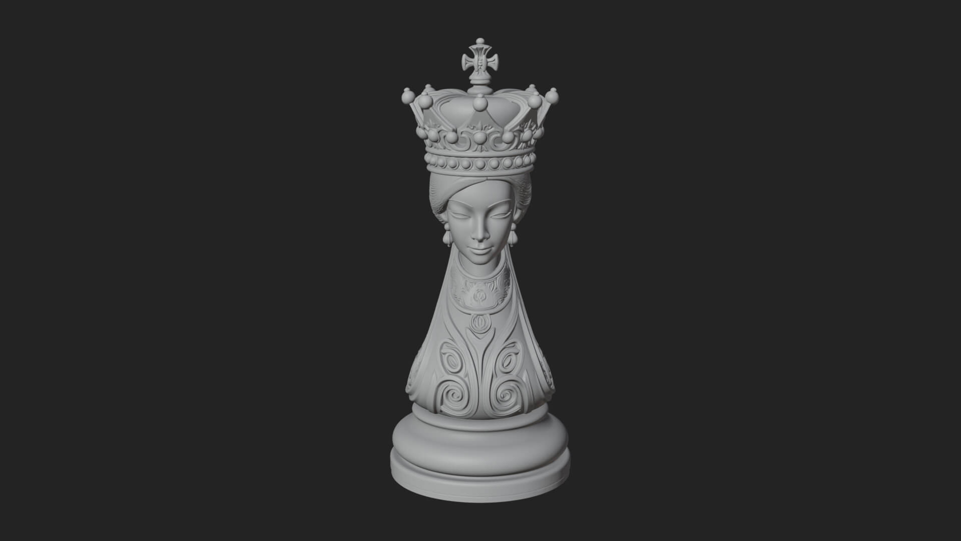 Ornate Chess Piece Statue Design 158 3D Print Model 3D Model