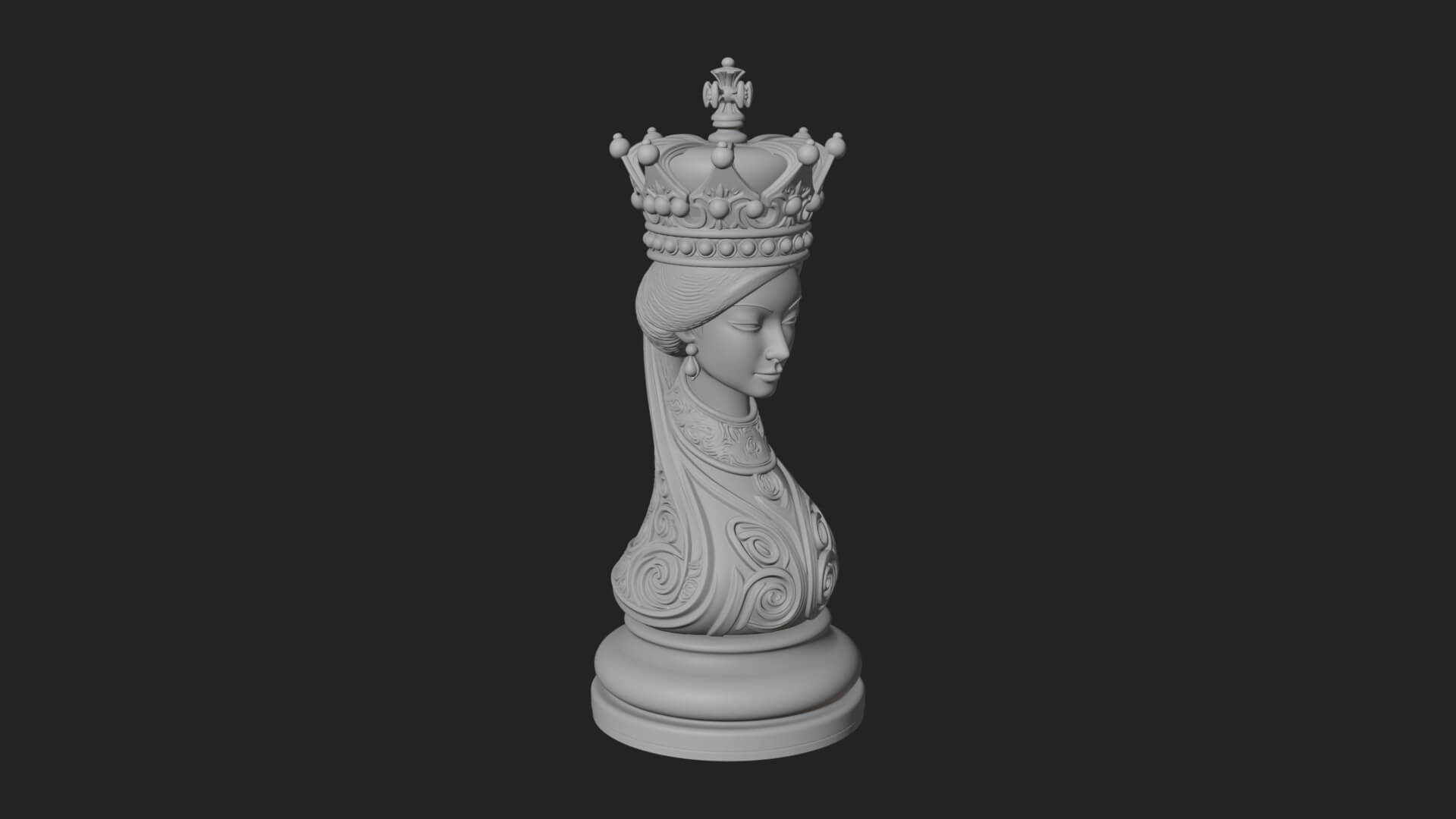 Ornate Chess Piece Statue Design 158 3D Print Model 3D Model