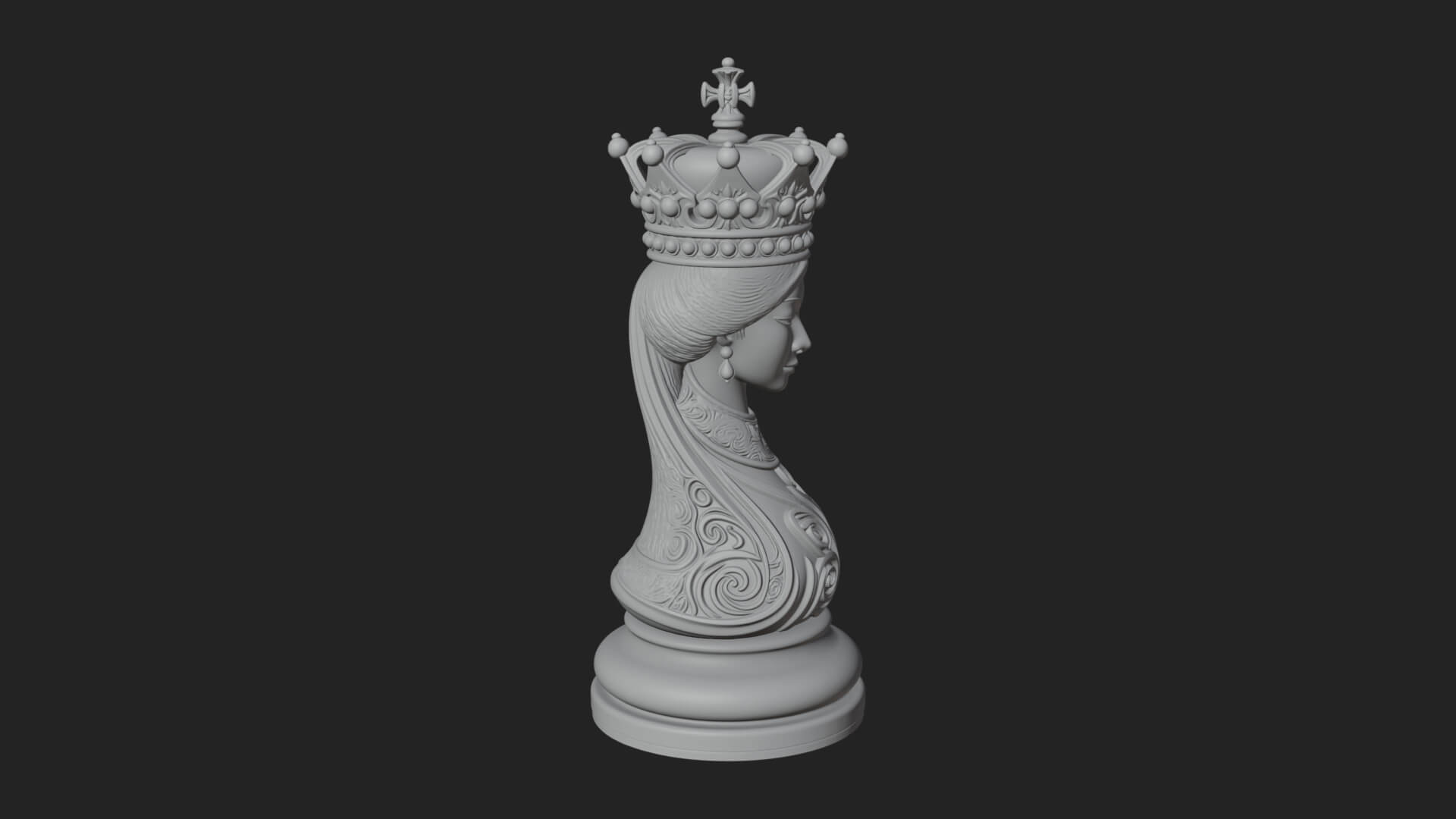 Ornate Chess Piece Statue Design 158 3D Print Model 3D Model