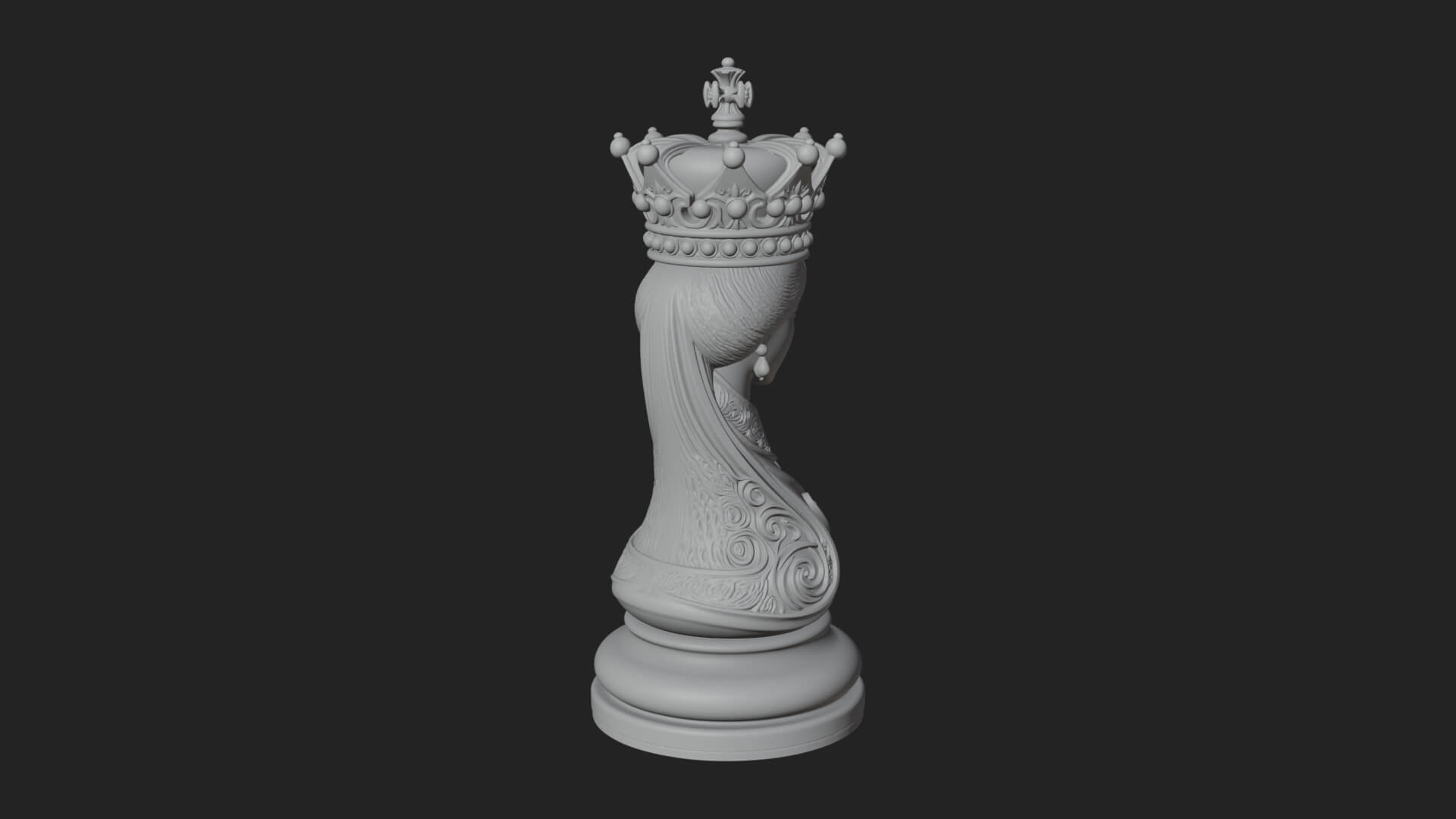 Ornate Chess Piece Statue Design 158 3D Print Model 3D Model