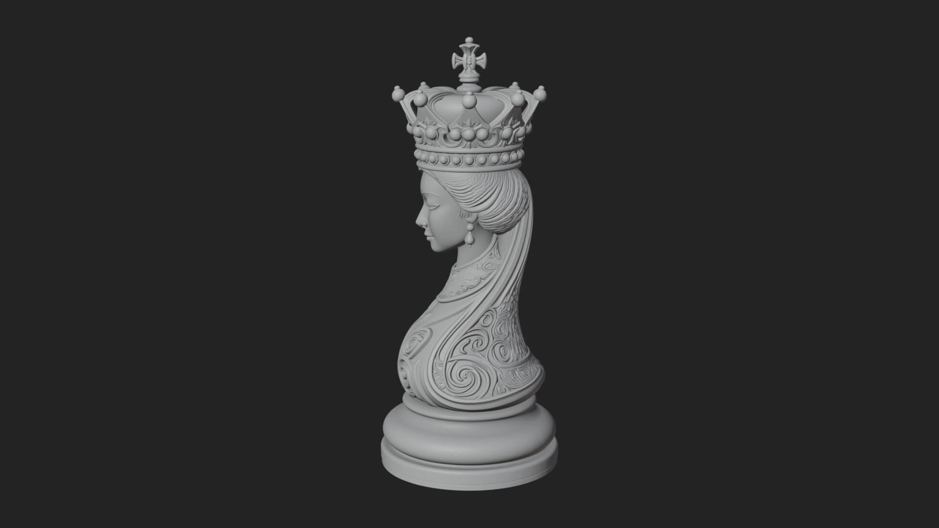 Ornate Chess Piece Statue Design 158 3D Print Model 3D Model