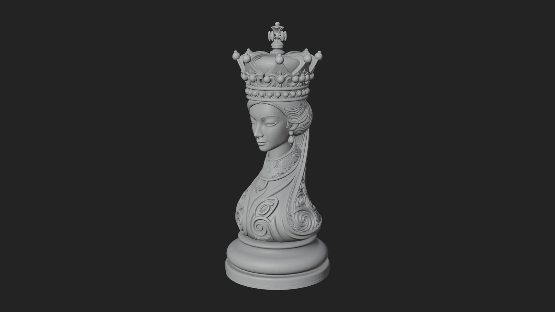 Ornate Chess Piece Statue Design 158 3D Print Model 3D Model