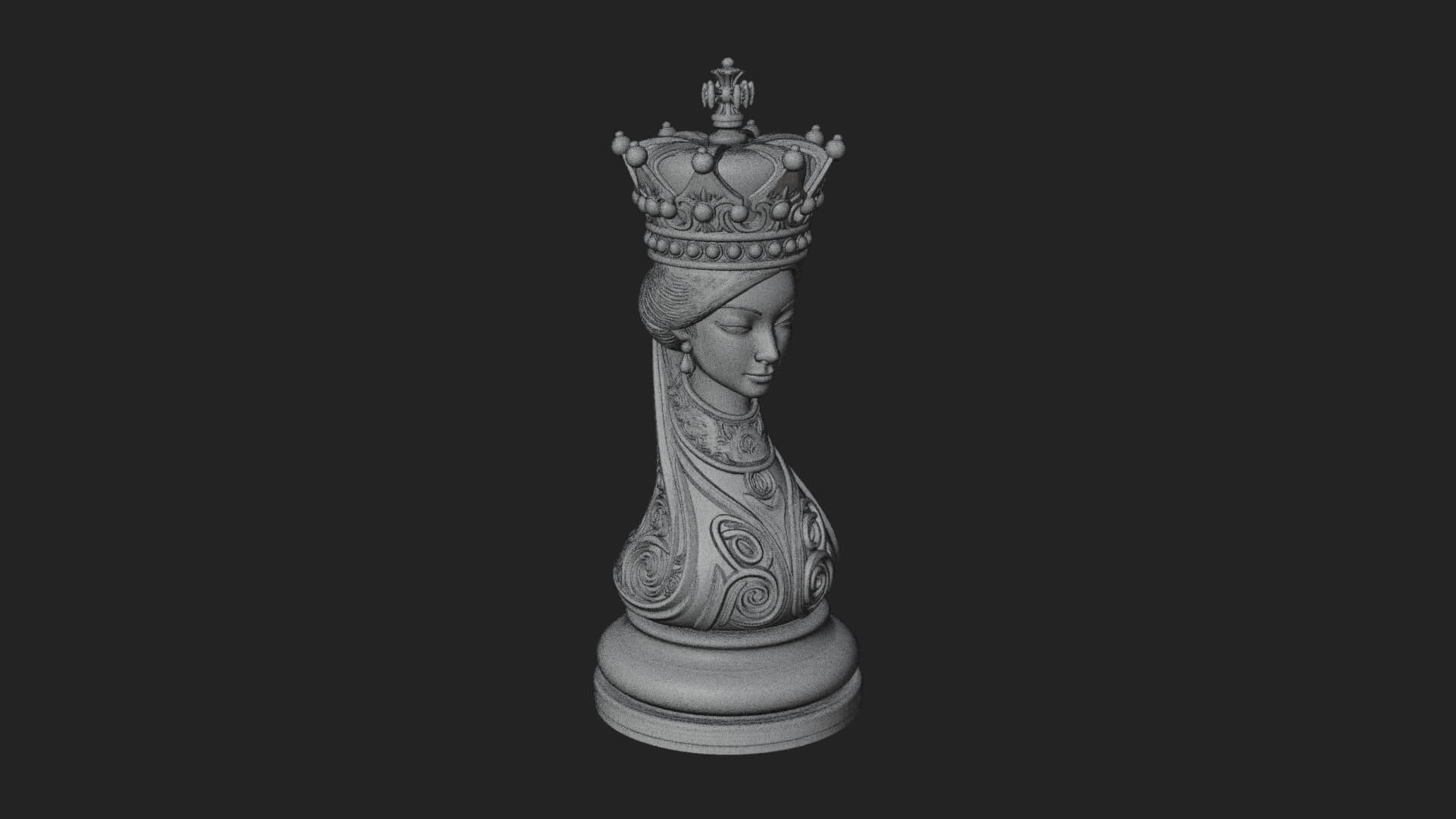 Ornate Chess Piece Statue Design 158 3D Print Model 3D Model