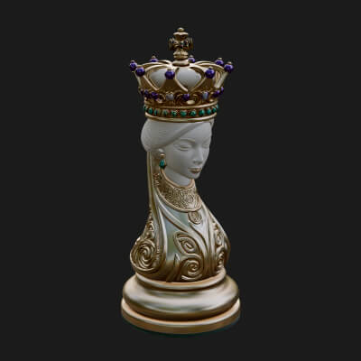 Ornate Chess Piece Statue Design 158 3D Print Model