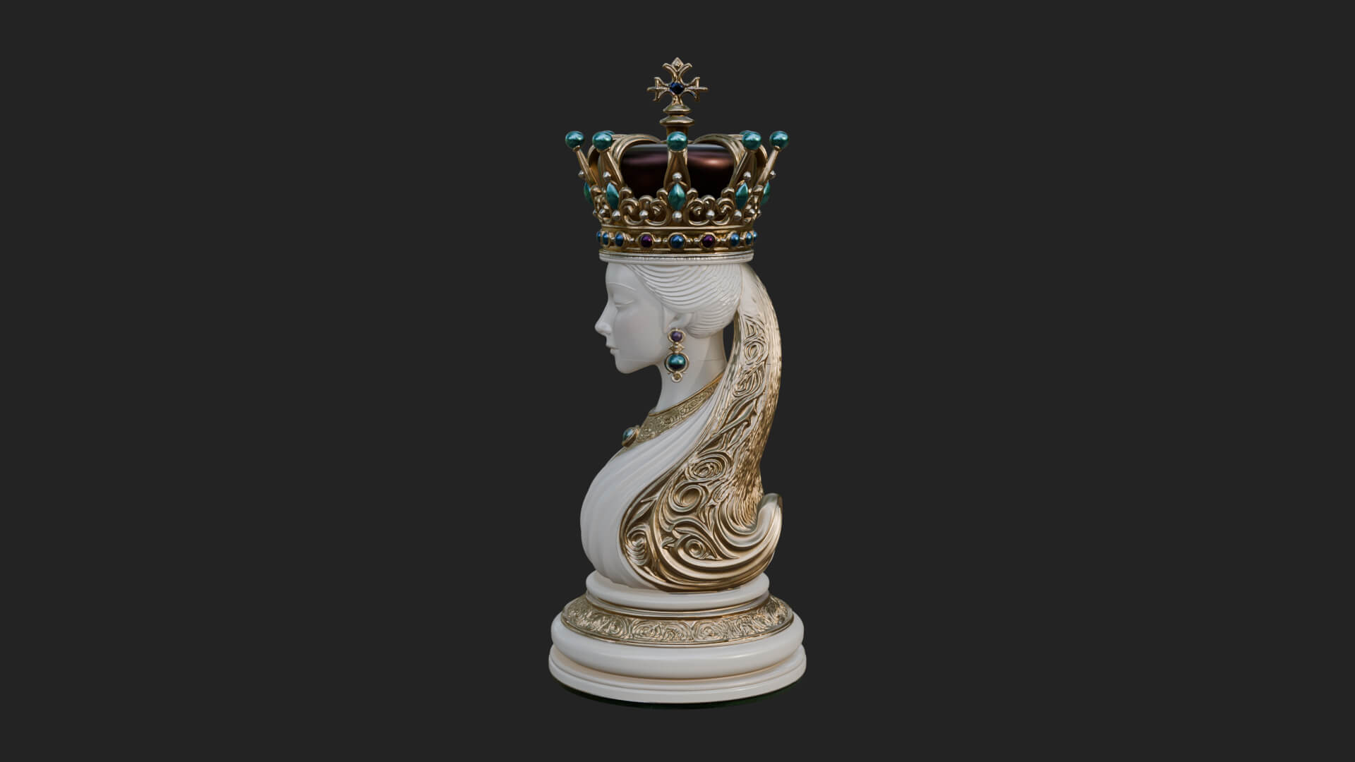 Ornate Chess Piece Statue Design 159 3D Print Model 3D Model