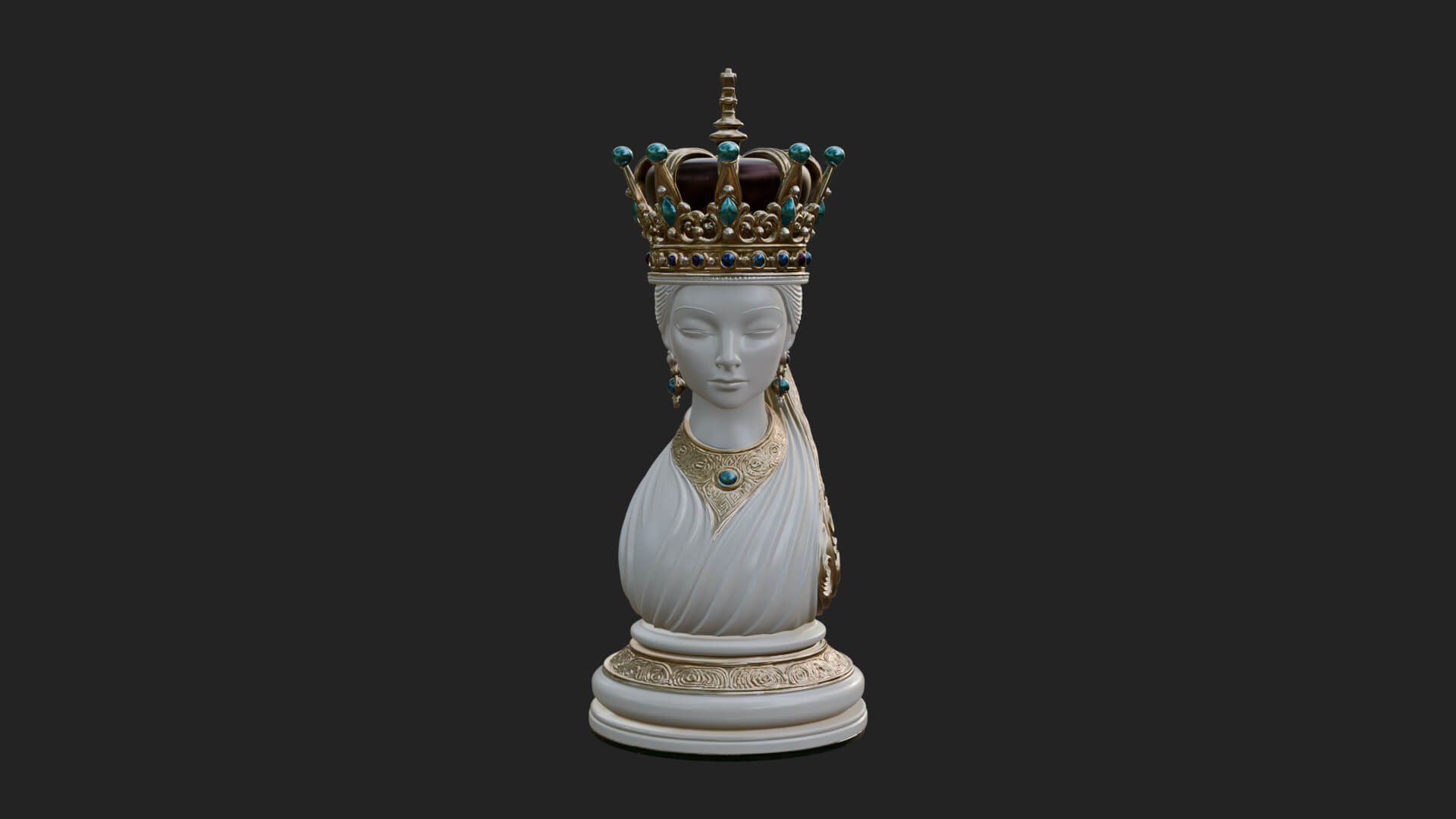 Ornate Chess Piece Statue Design 159 3D Print Model 3D Model