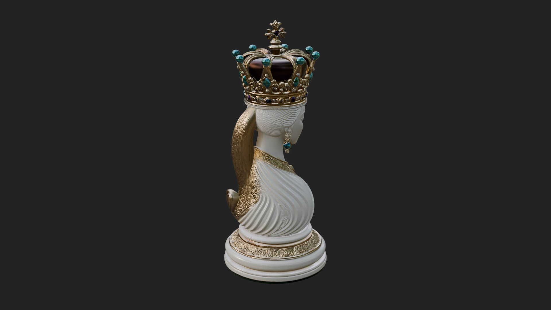 Ornate Chess Piece Statue Design 159 3D Print Model 3D Model