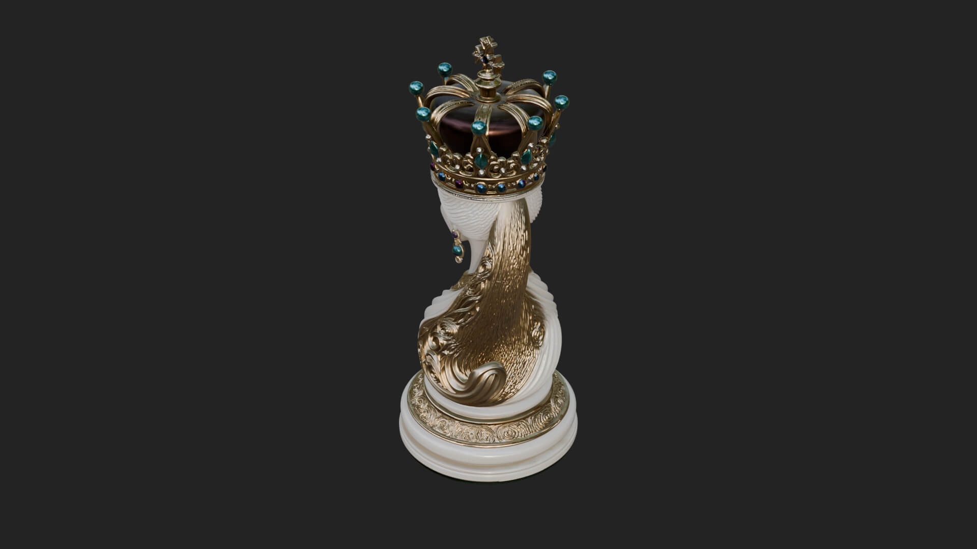 Ornate Chess Piece Statue Design 159 3D Print Model 3D Model