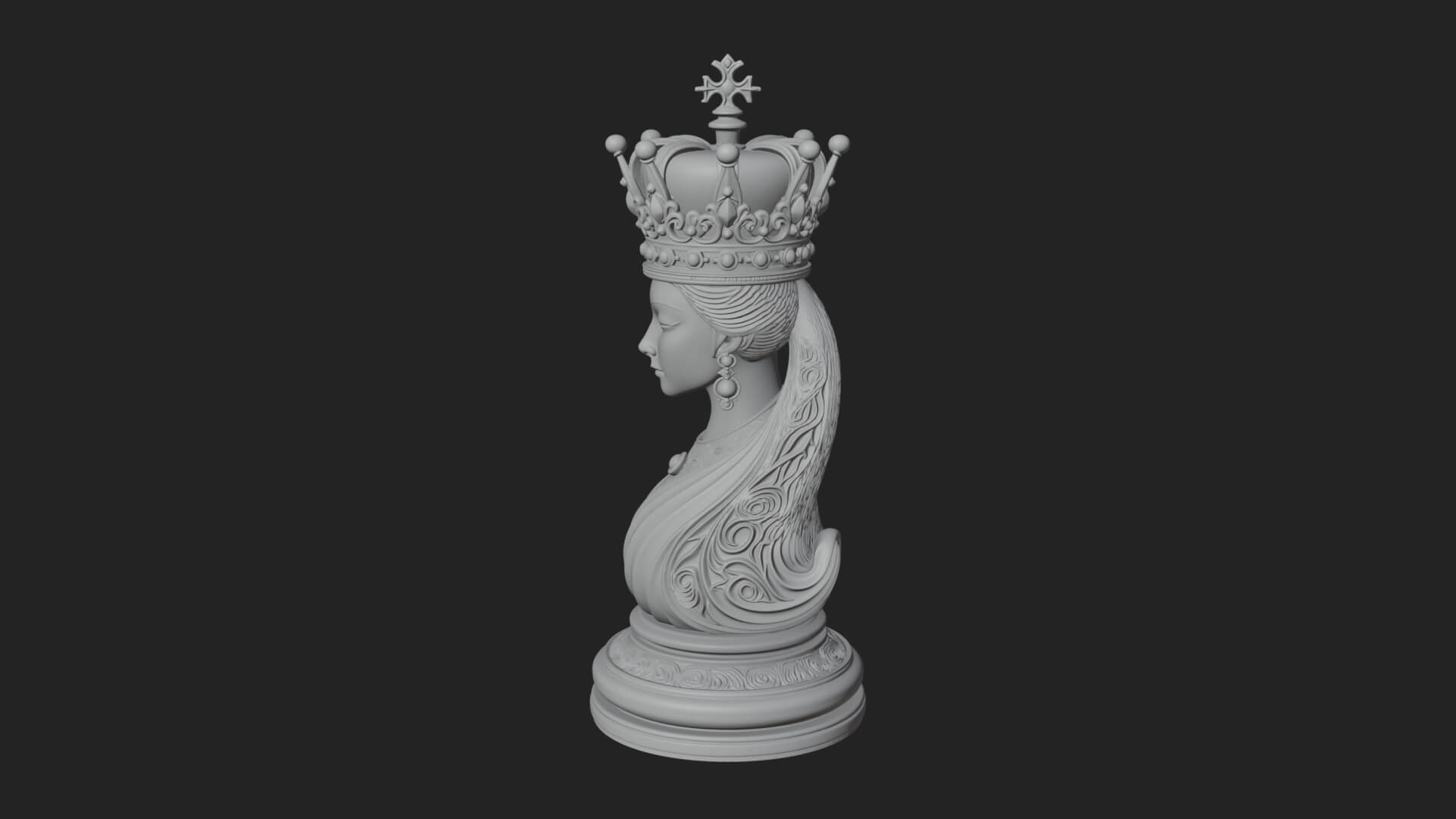 Ornate Chess Piece Statue Design 159 3D Print Model 3D Model