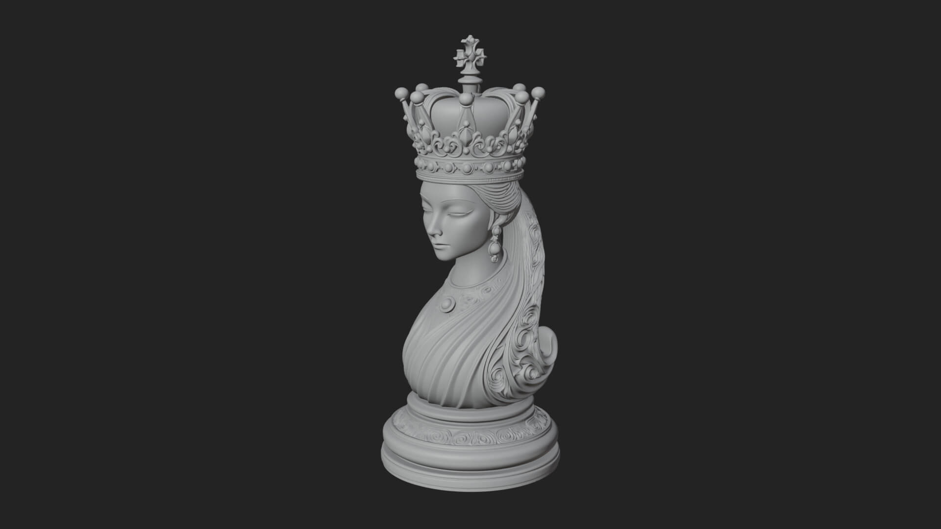 Ornate Chess Piece Statue Design 159 3D Print Model 3D Model