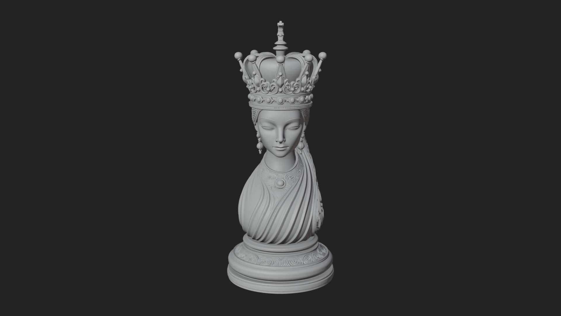 Ornate Chess Piece Statue Design 159 3D Print Model 3D Model
