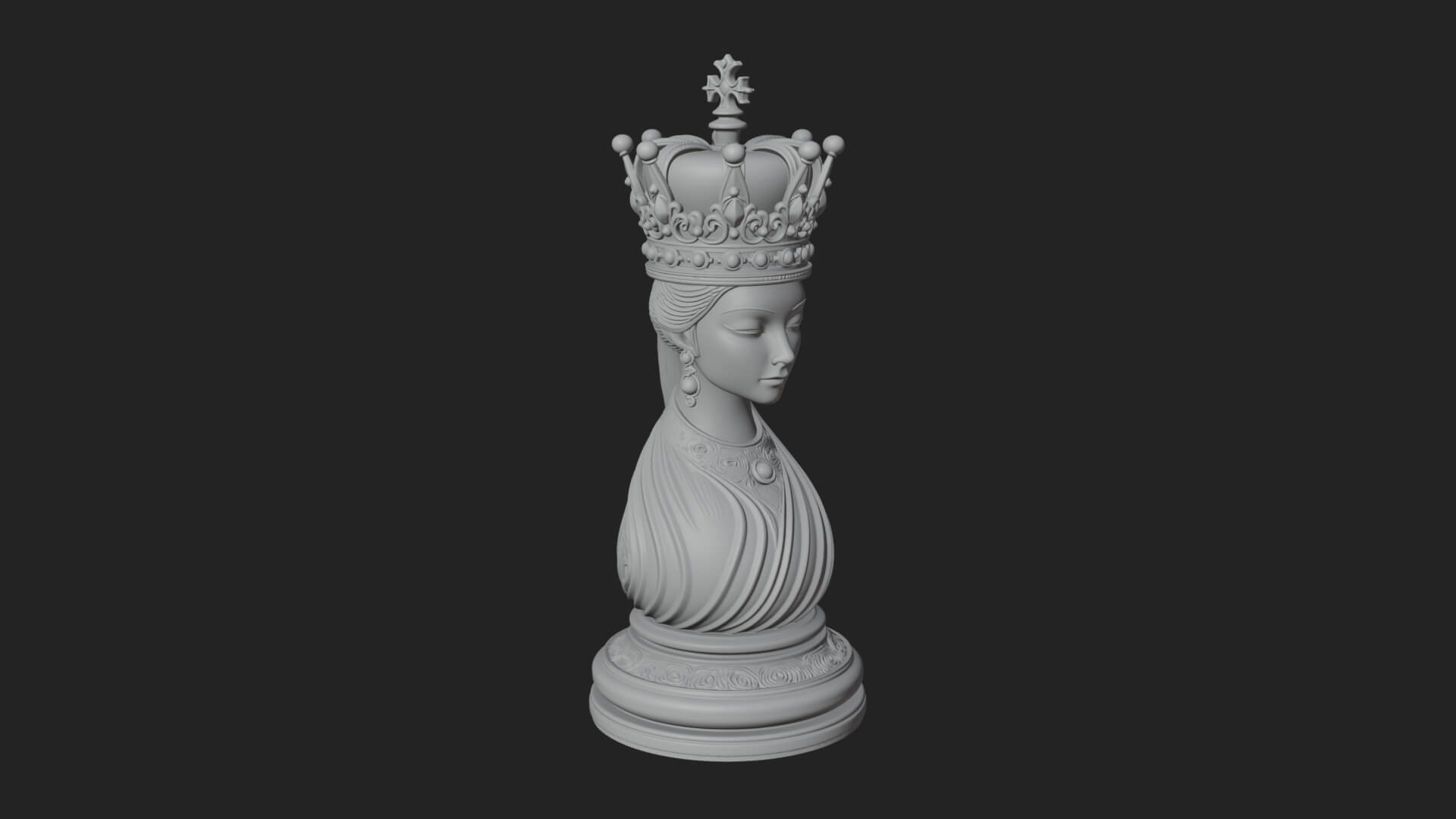Ornate Chess Piece Statue Design 159 3D Print Model 3D Model