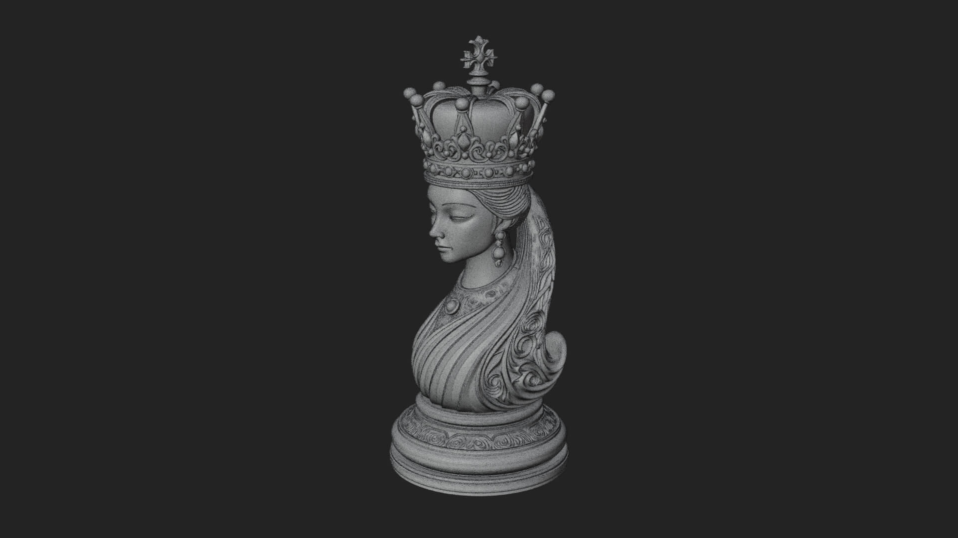 Ornate Chess Piece Statue Design 159 3D Print Model 3D Model