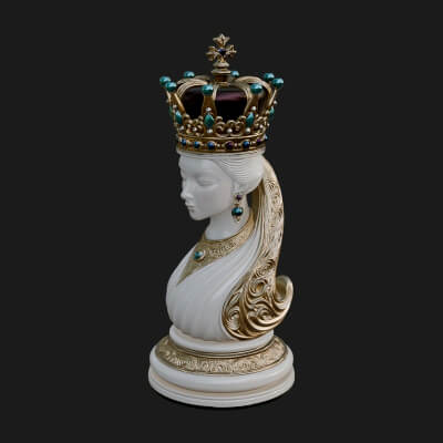 Ornate Chess Piece Statue Design 159 3D Print Model