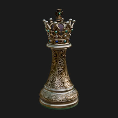 Ornate Chess Piece Statue Design 161 3D Print Model