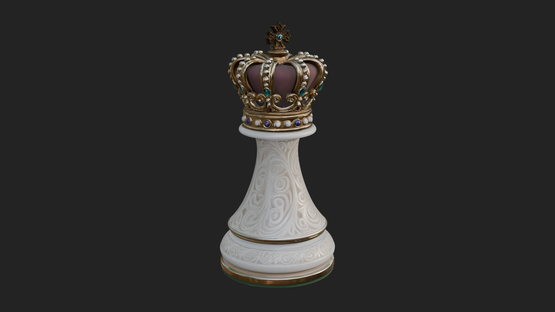 Ornate Chess Piece Statue Design 162 3D Print Model 3D Model