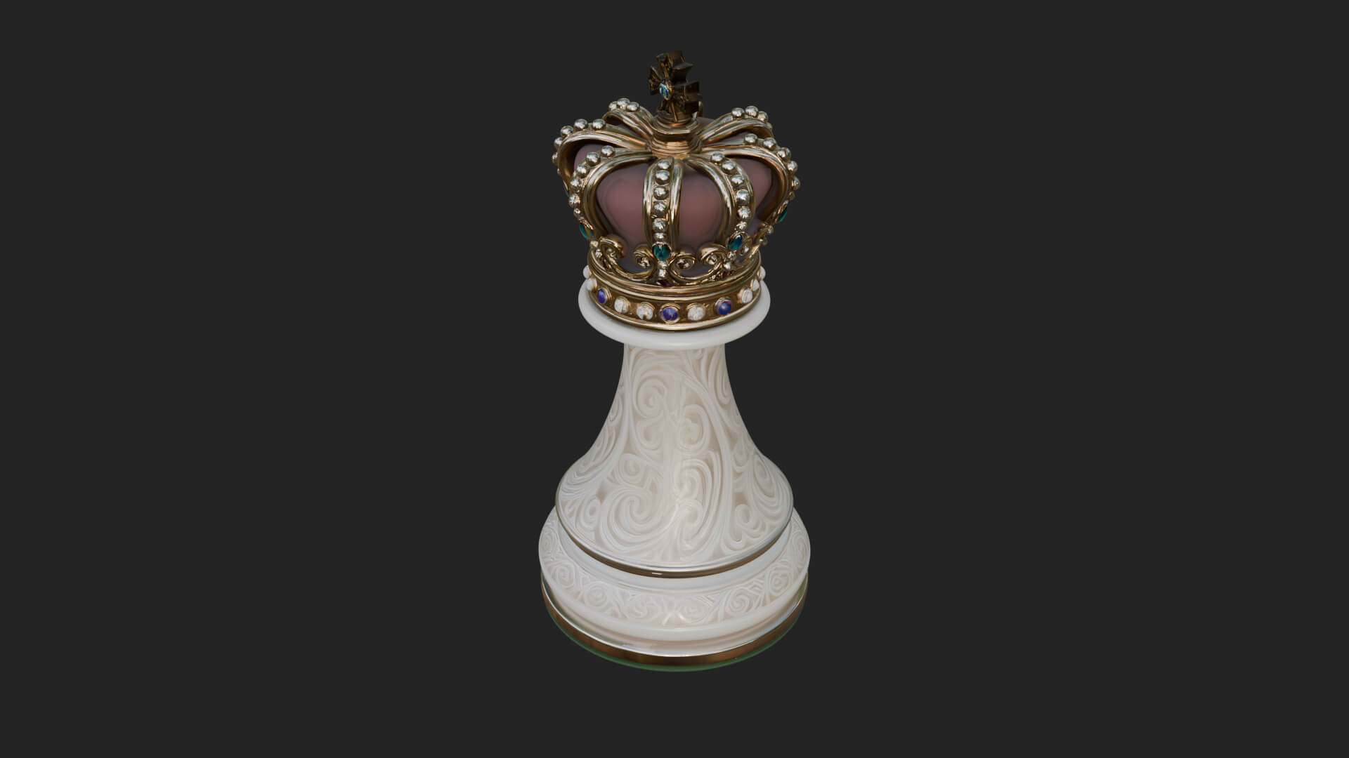 Ornate Chess Piece Statue Design 162 3D Print Model 3D Model