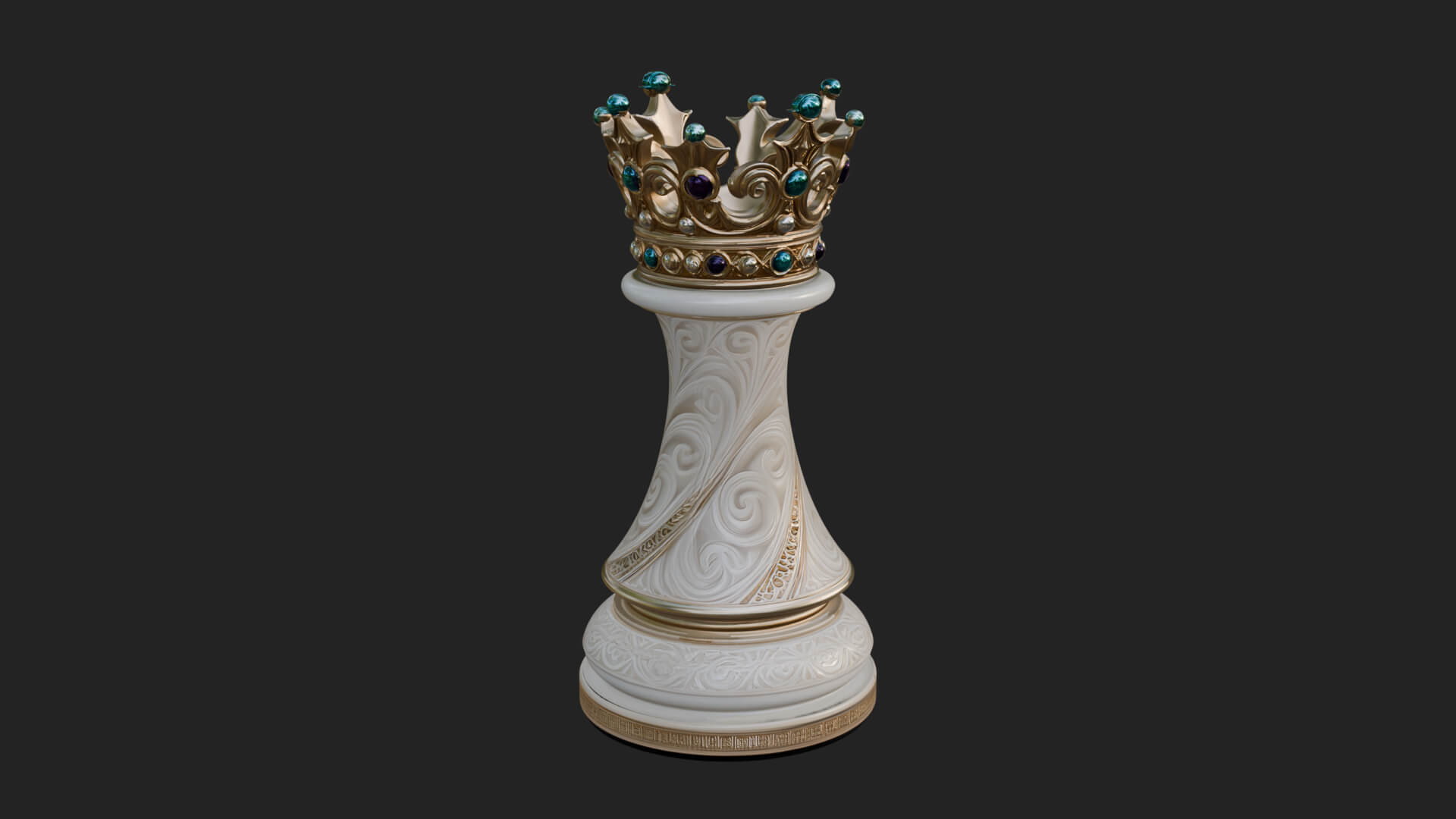Ornate Chess Piece Statue Design 163 3D Print Model 3D Model