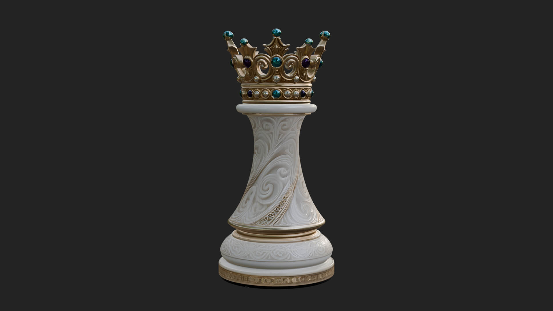 Ornate Chess Piece Statue Design 163 3D Print Model 3D Model