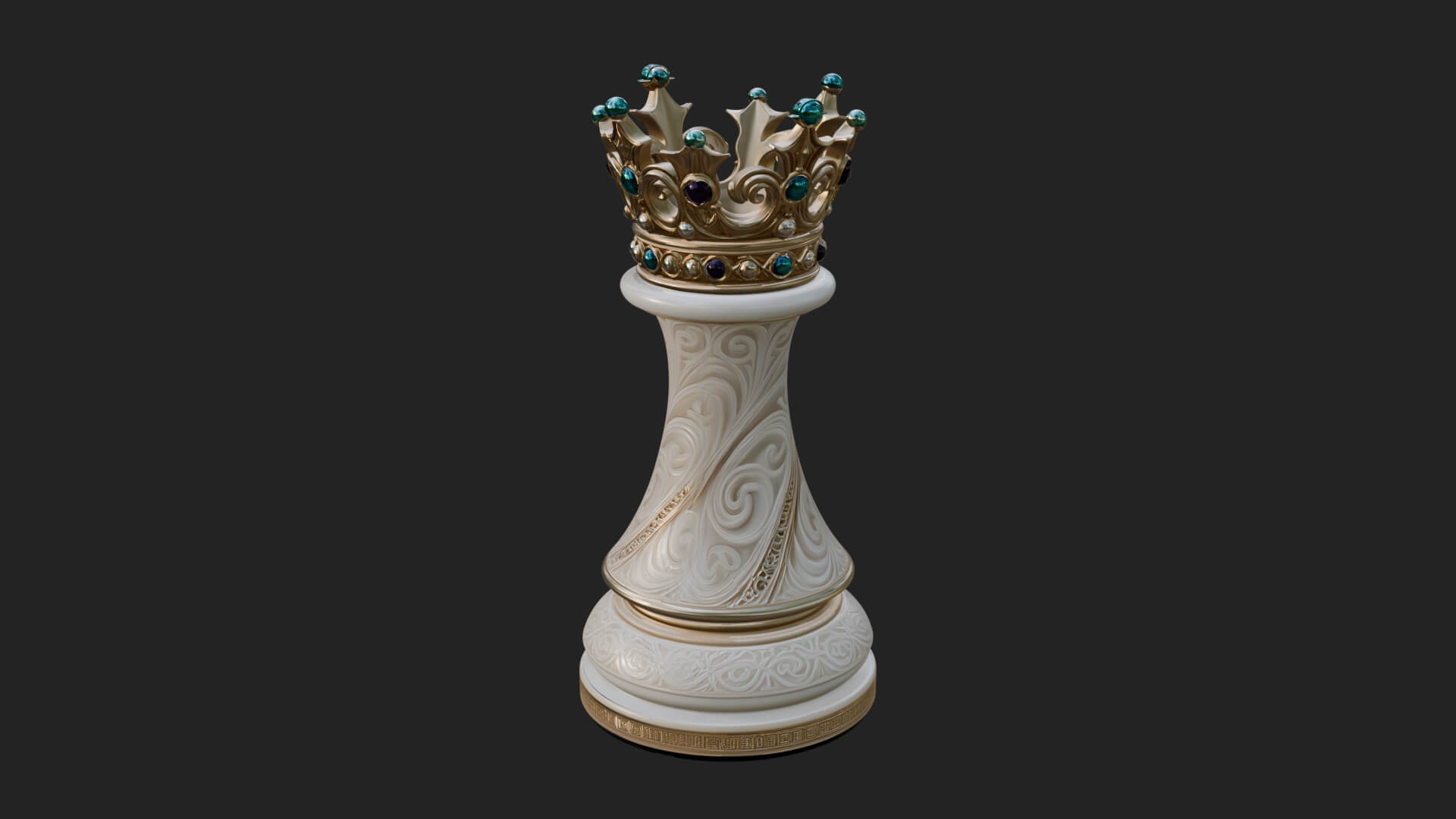 Ornate Chess Piece Statue Design 163 3D Print Model 3D Model