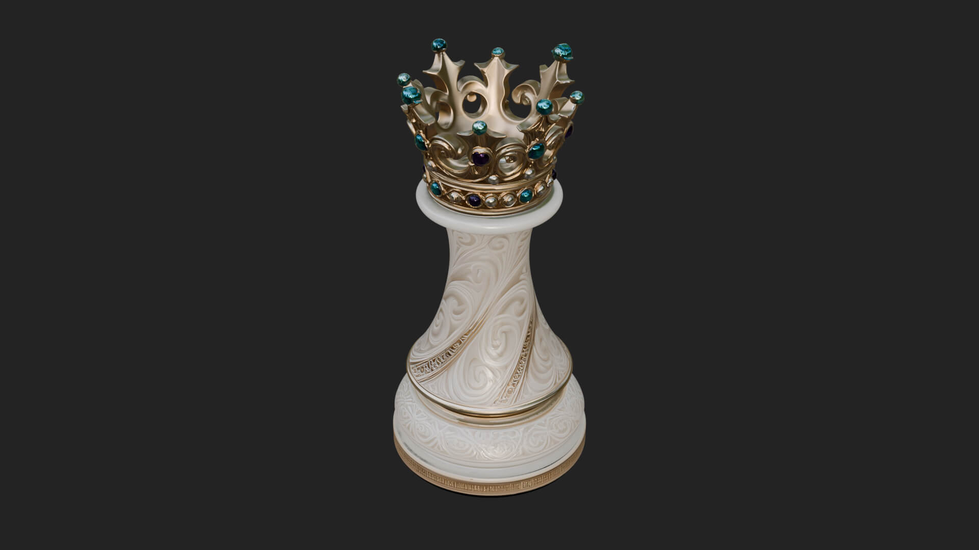 Ornate Chess Piece Statue Design 163 3D Print Model 3D Model