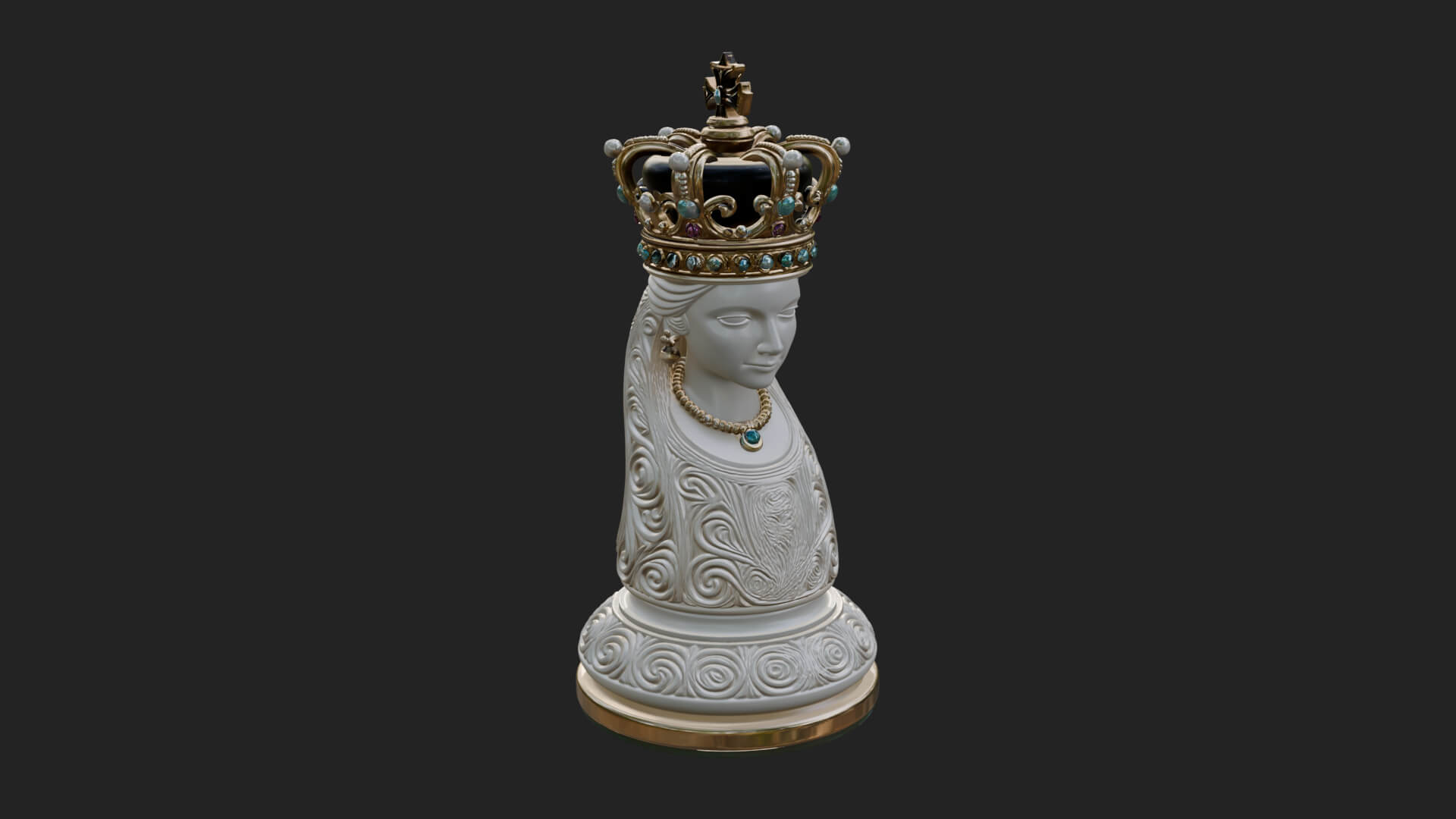Ornate Chess Piece Statue Design 164 3D Print Model 3D Model