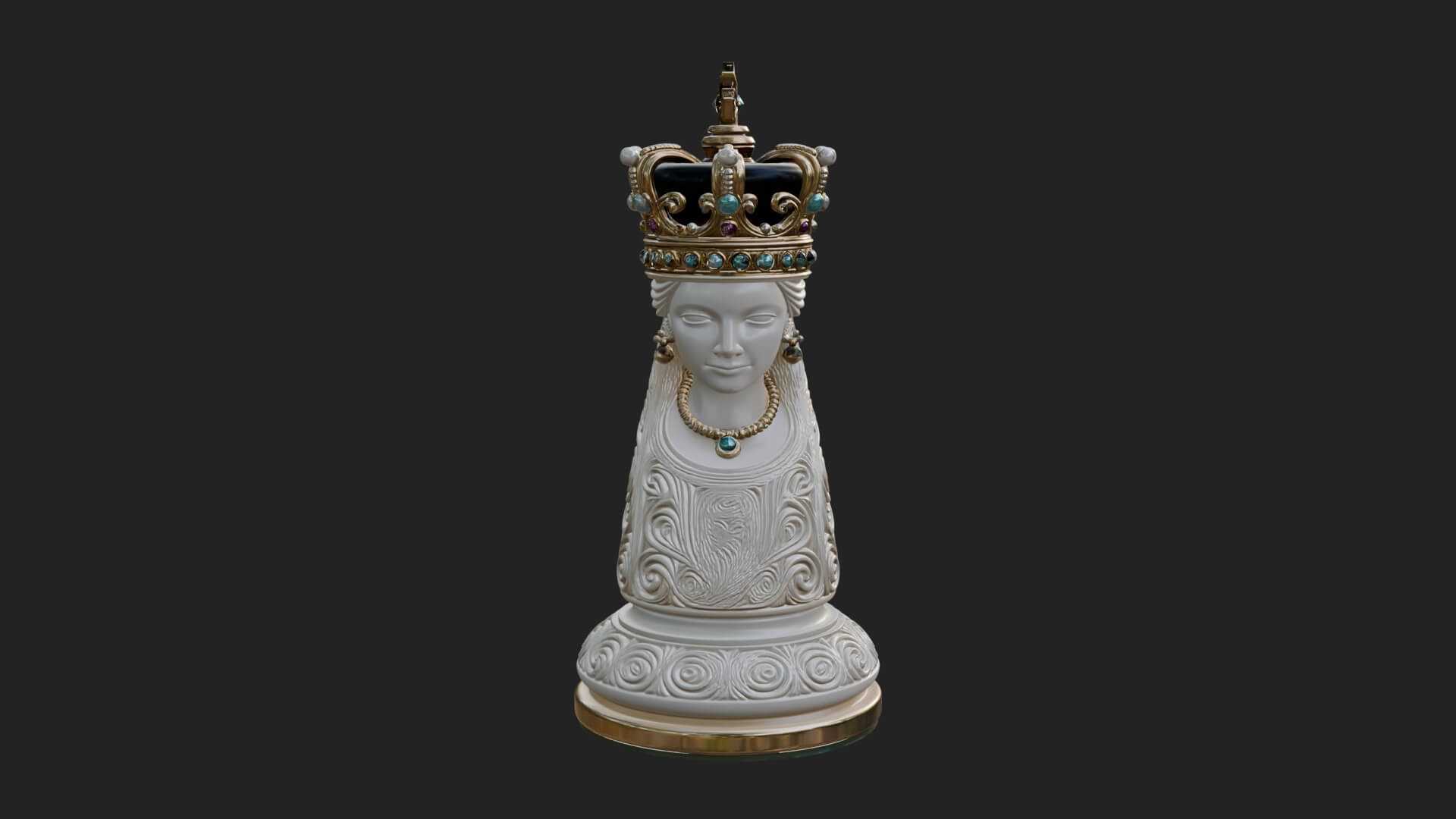 Ornate Chess Piece Statue Design 164 3D Print Model 3D Model