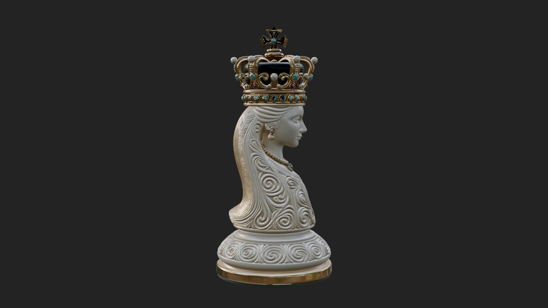 Ornate Chess Piece Statue Design 164 3D Print Model 3D Model