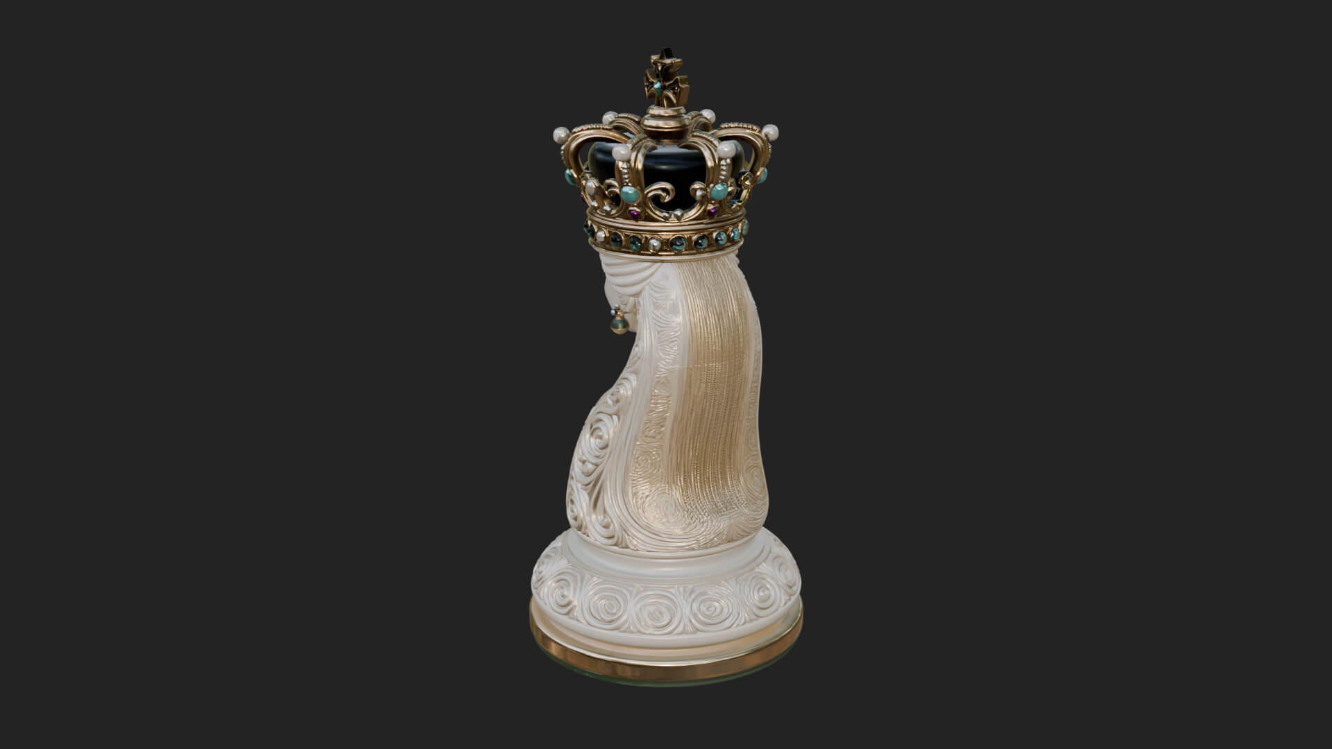 Ornate Chess Piece Statue Design 164 3D Print Model 3D Model