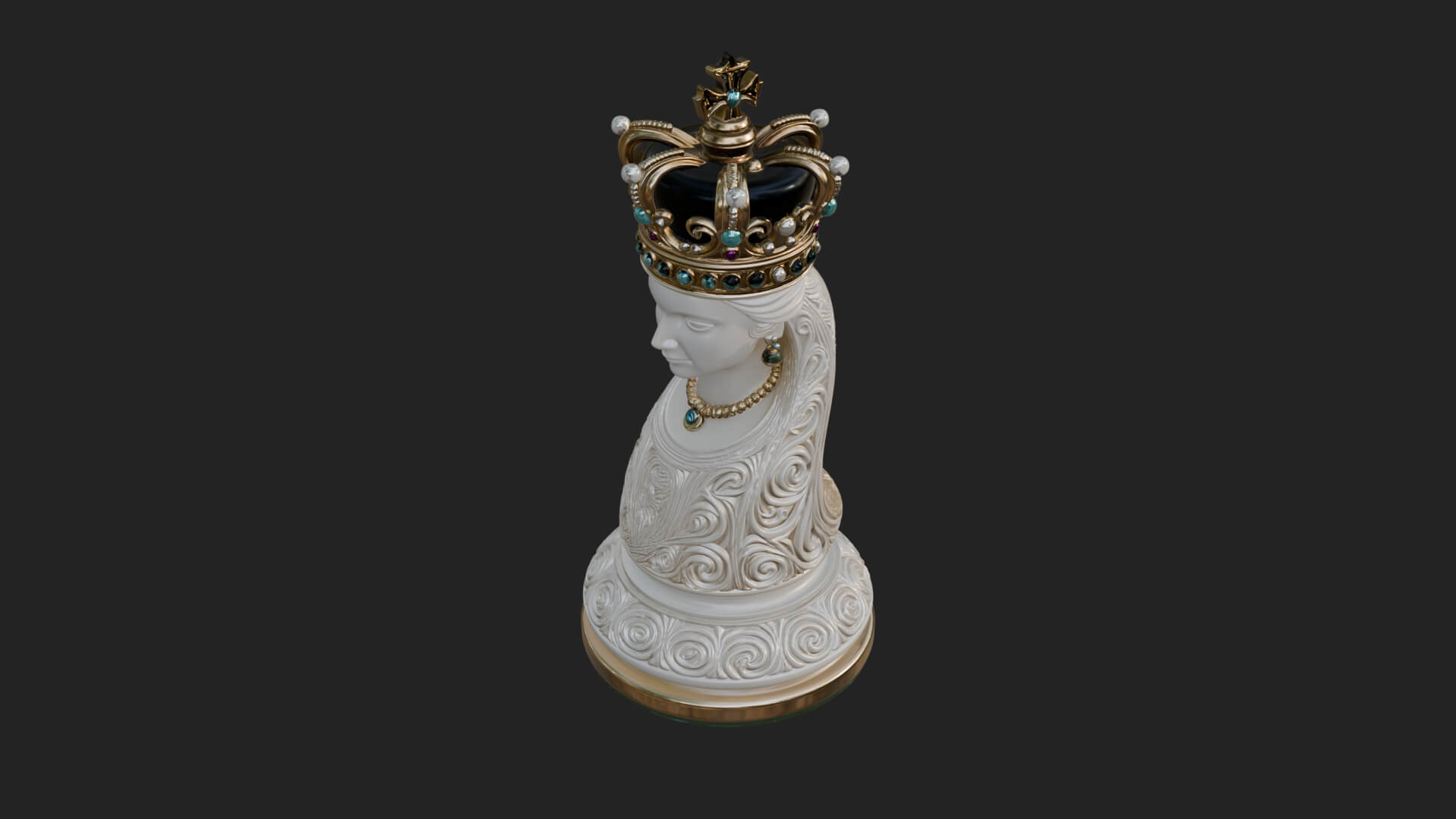 Ornate Chess Piece Statue Design 164 3D Print Model 3D Model