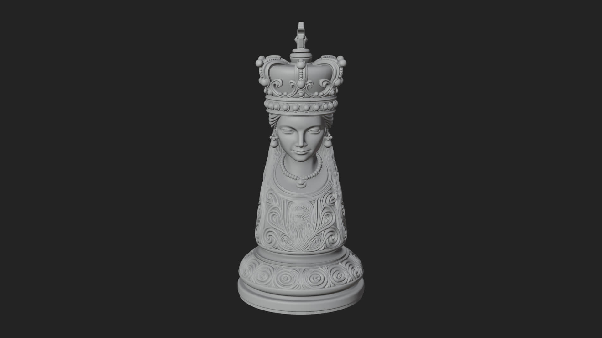 Ornate Chess Piece Statue Design 164 3D Print Model 3D Model