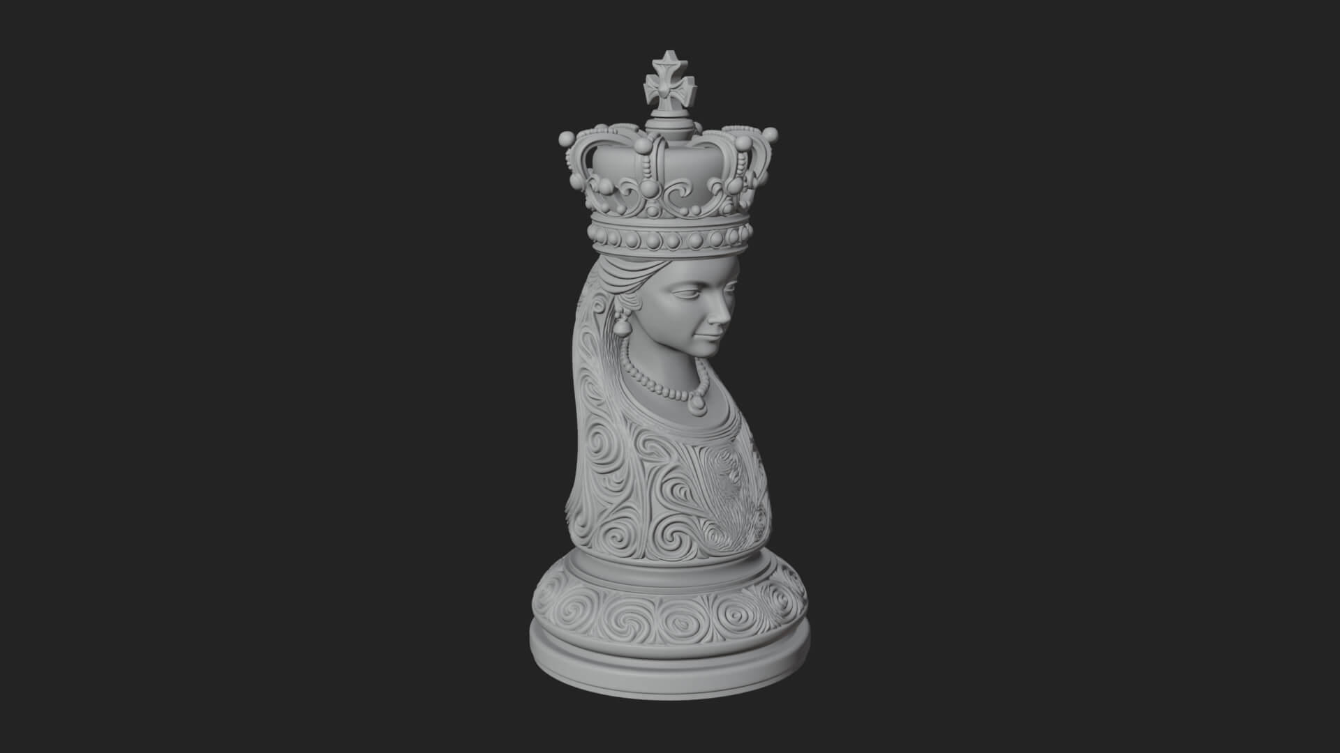 Ornate Chess Piece Statue Design 164 3D Print Model 3D Model