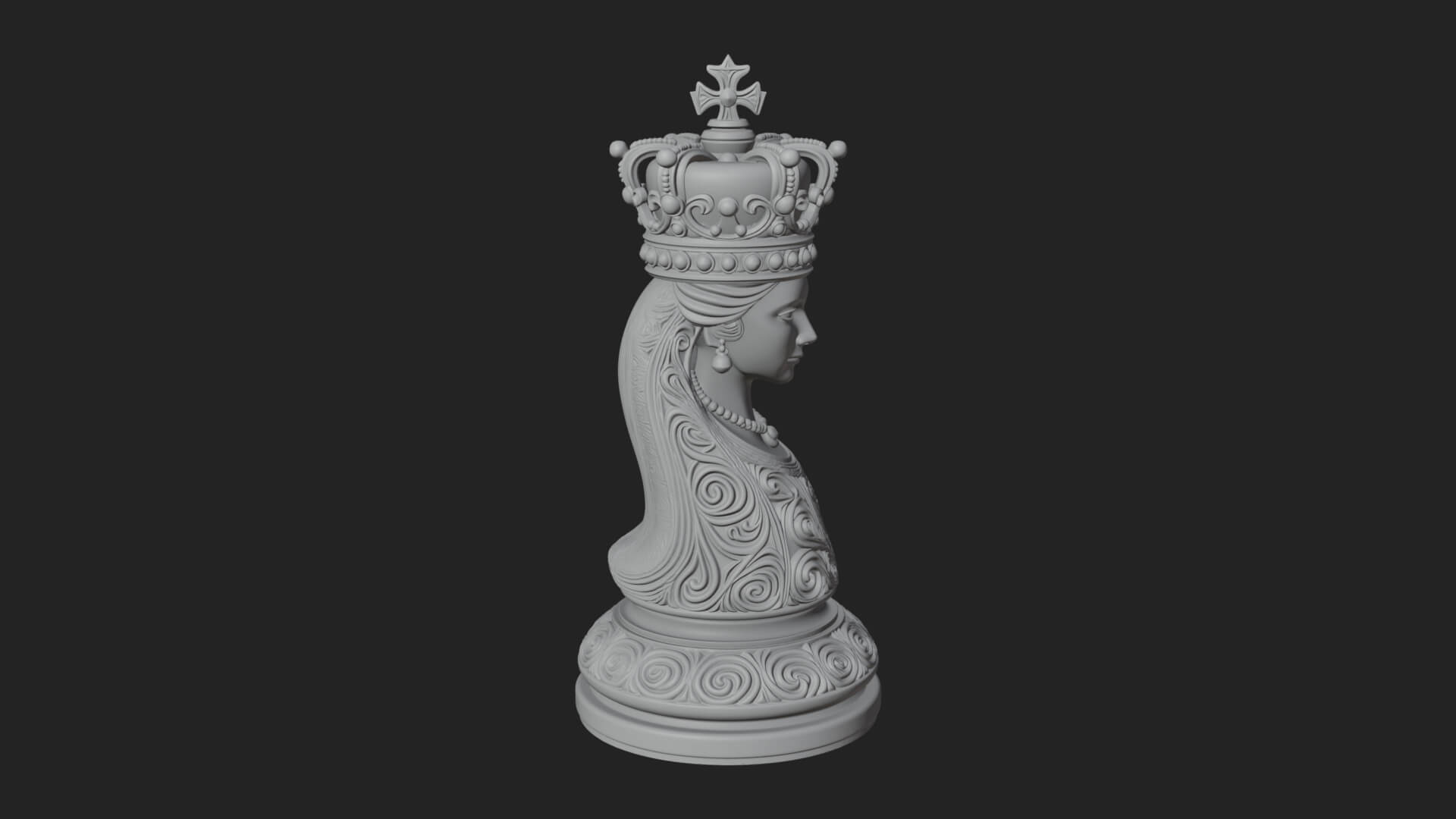 Ornate Chess Piece Statue Design 164 3D Print Model 3D Model