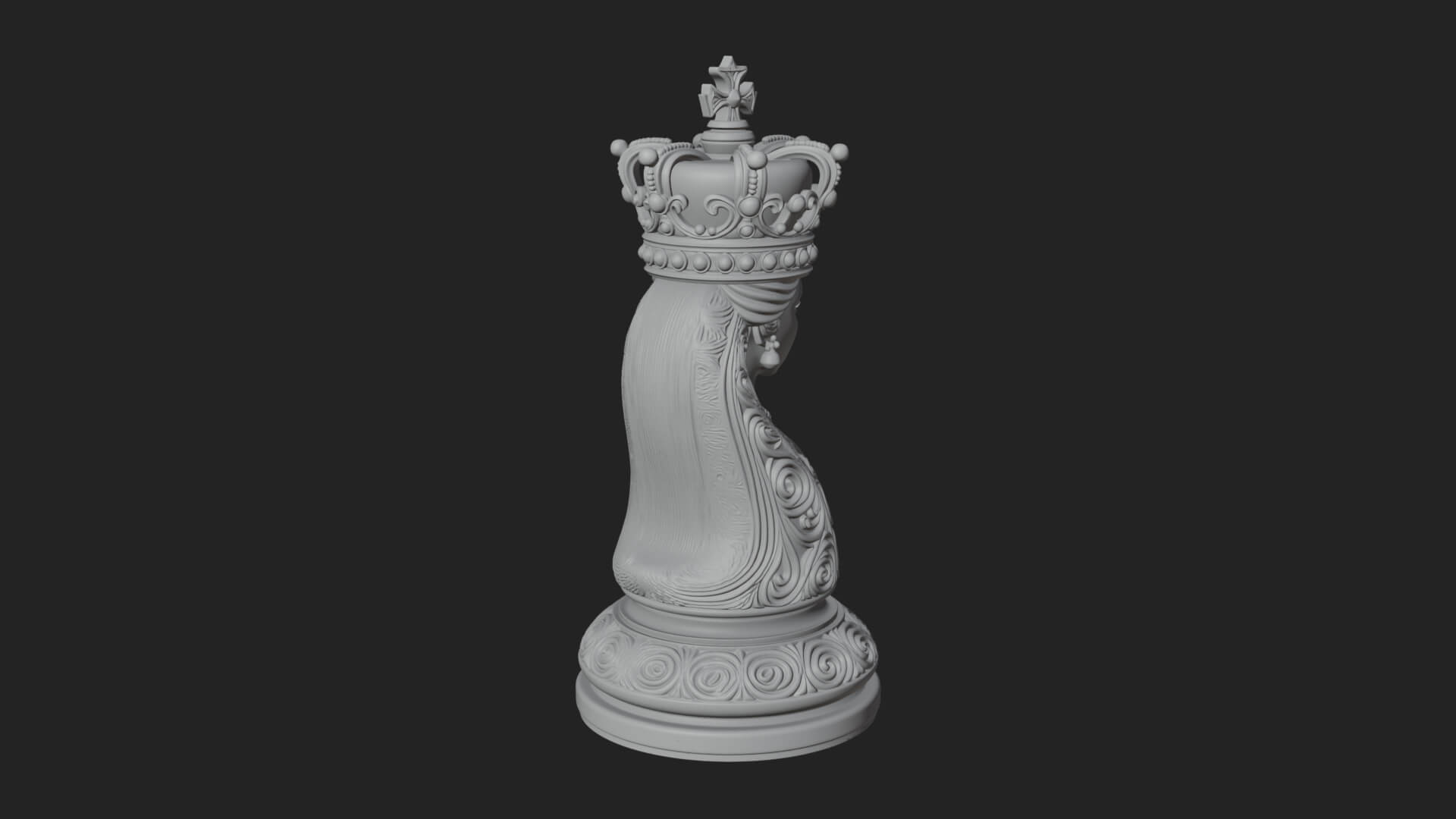 Ornate Chess Piece Statue Design 164 3D Print Model 3D Model