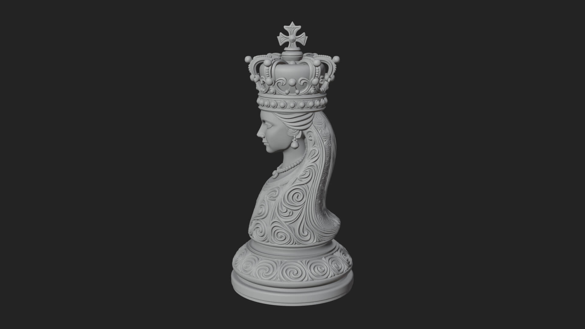 Ornate Chess Piece Statue Design 164 3D Print Model 3D Model