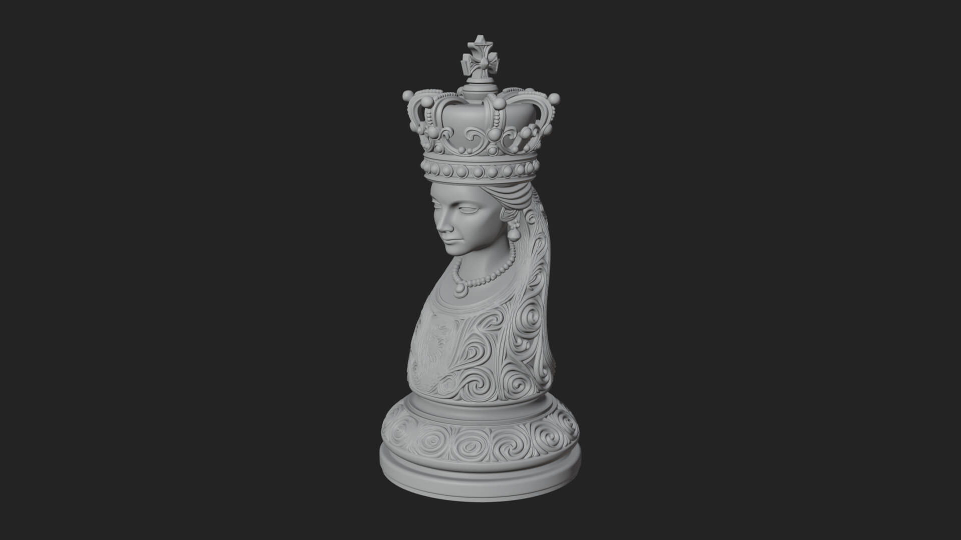 Ornate Chess Piece Statue Design 164 3D Print Model 3D Model
