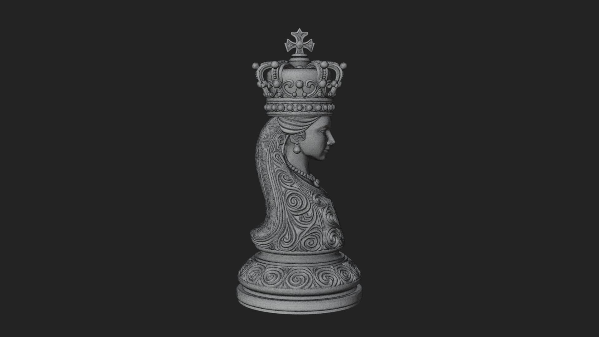 Ornate Chess Piece Statue Design 164 3D Print Model 3D Model